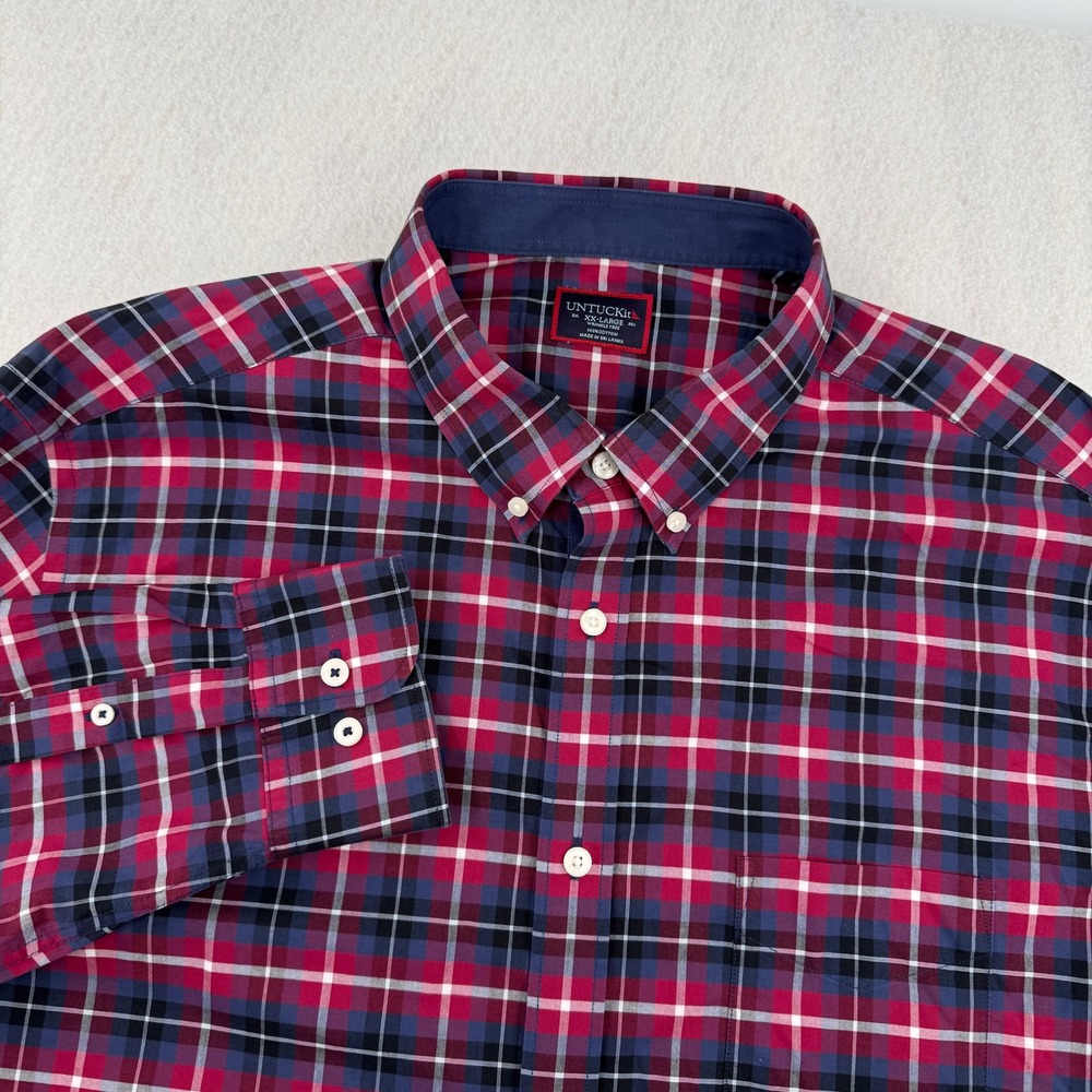 UNTUCKit Wrinkle Free Long Sleeve Button Down Mens XXL Red/Blue Plaid Casual